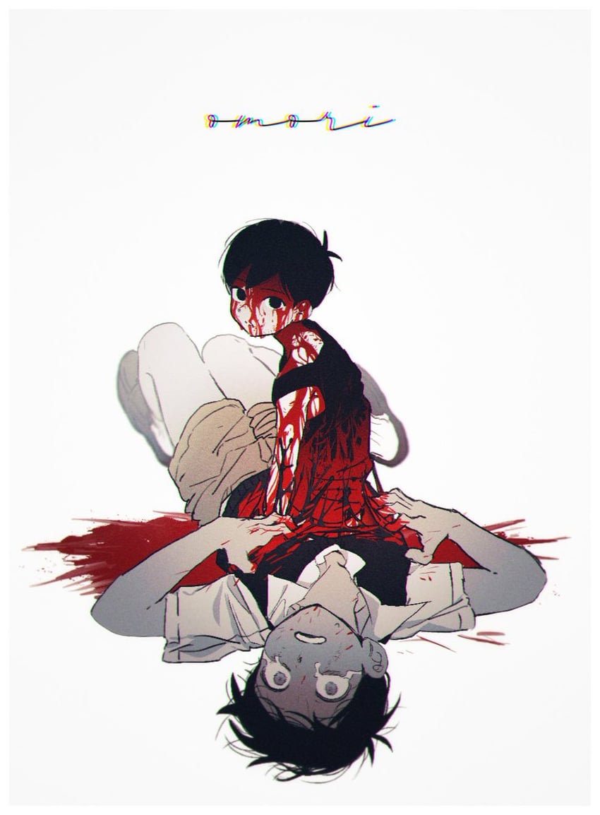 sunny and omori (omori) drawn by bac0n_pancakes