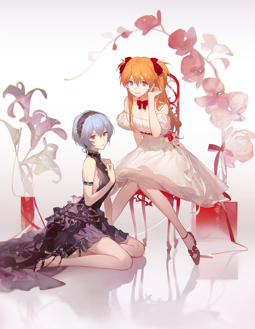 souryuu asuka langley and ayanami rei (neon genesis evangelion) drawn by ask_(askzy)