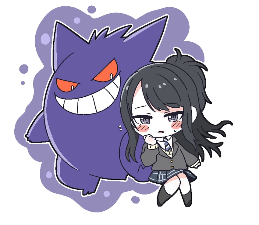 gengar and kazano hiori (pokemon and 3 more) drawn by millcookie_pro