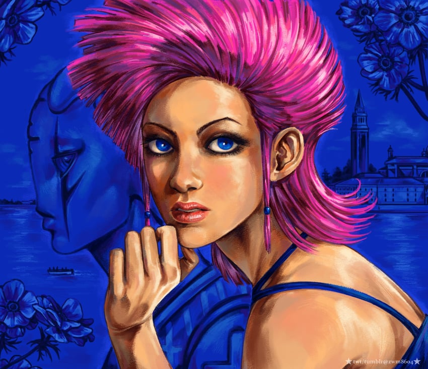 trish una and spice girl (jojo no kimyou na bouken and 1 more) drawn by zwm8604