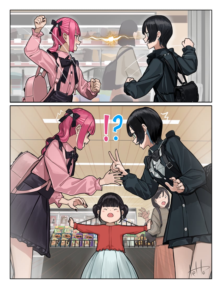hinamizawa hinami and igarashi ritsu (original) drawn by tetto_(onnoveltet)