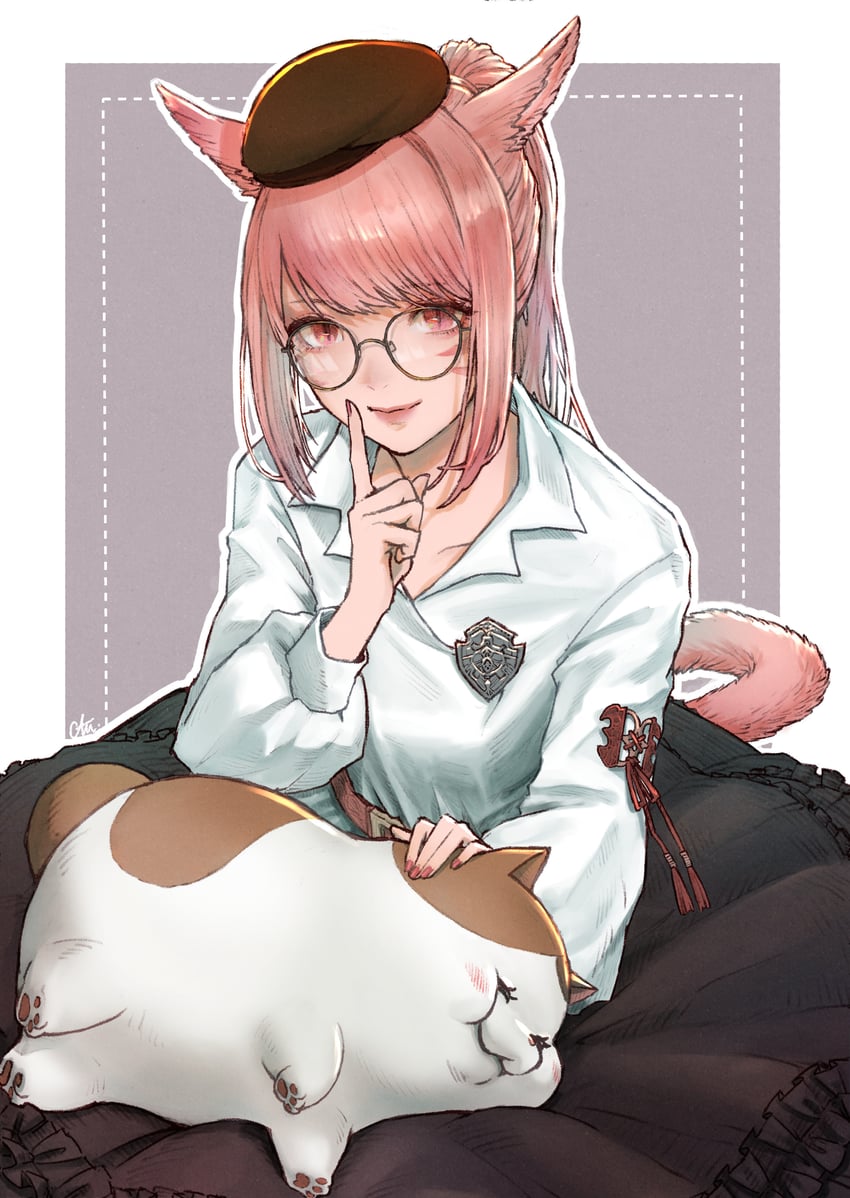 warrior of light and fat cat (final fantasy and 1 more) drawn by cam_(cammero95713700)