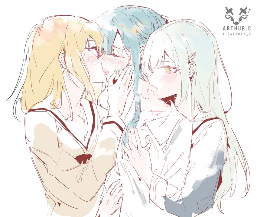 togawa sakiko, wakaba mutsumi, and misumi uika (bang dream! and 1 more) drawn by arthur_c