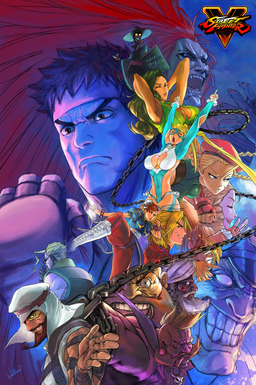 chun-li, cammy white, ryu, ken masters, rainbow mika, and 11 more (street fighter and 1 more) drawn by wallace_pires