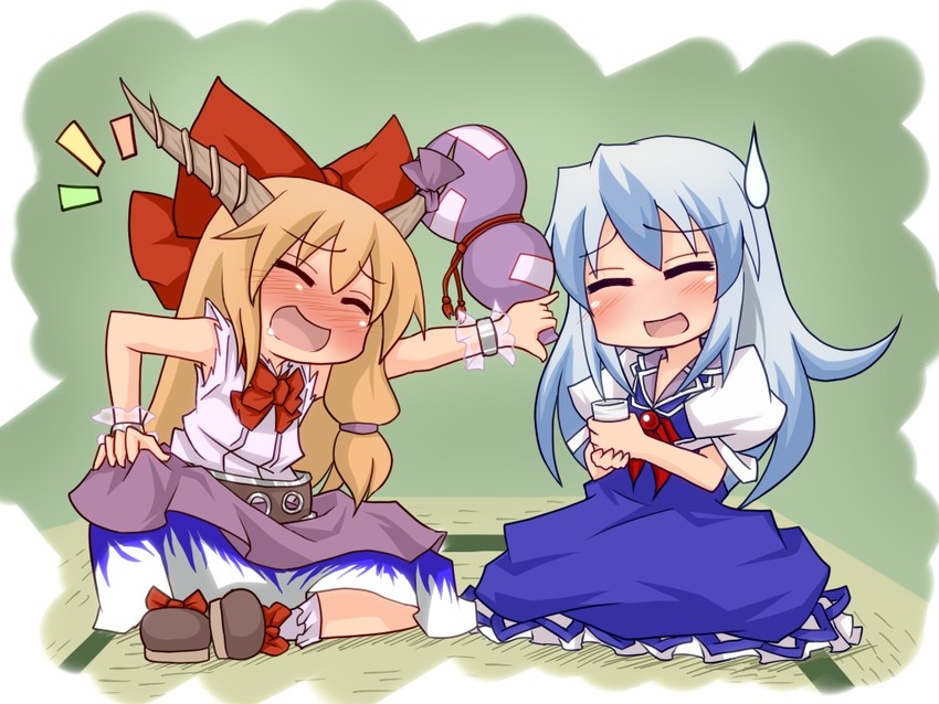 kamishirasawa keine and ibuki suika (touhou) drawn by netachou