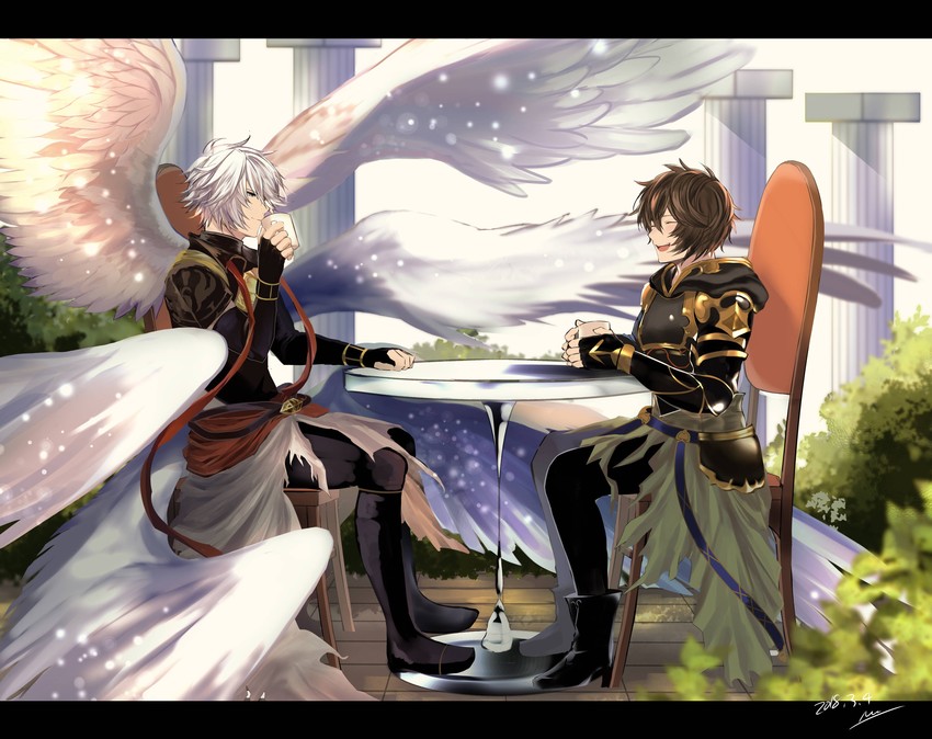 sandalphon and lucifer (granblue fantasy) drawn by nuu_(liebe_sk)