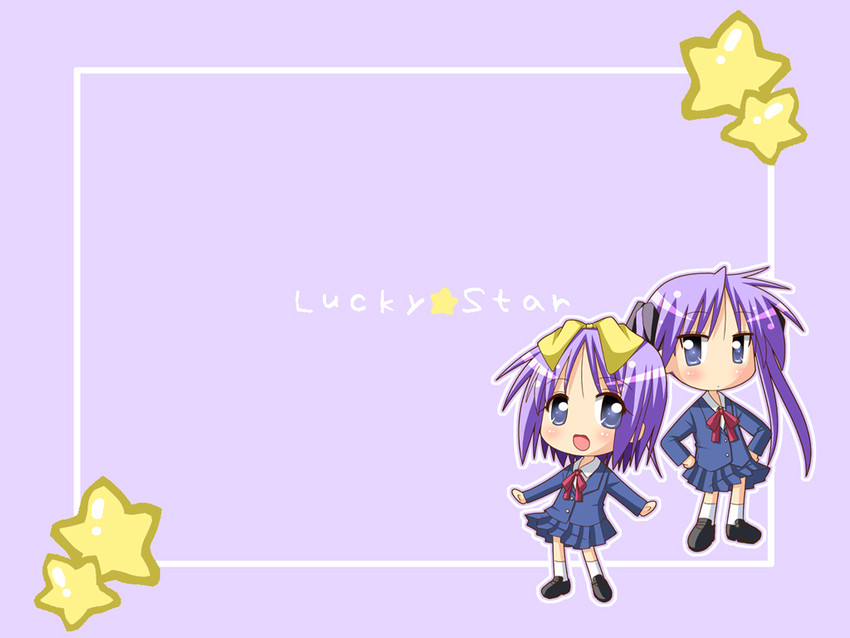 hiiragi kagami and hiiragi tsukasa (lucky star) drawn by minami_(colorful_palette)