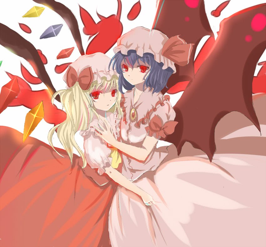 remilia scarlet and flandre scarlet (touhou) drawn by tetsuo_(tashirosu)
