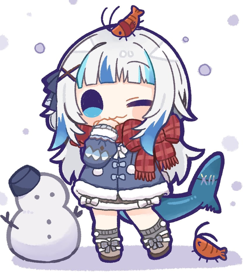 gawr gura and ebi-chan (hololive and 1 more) drawn by same_anko