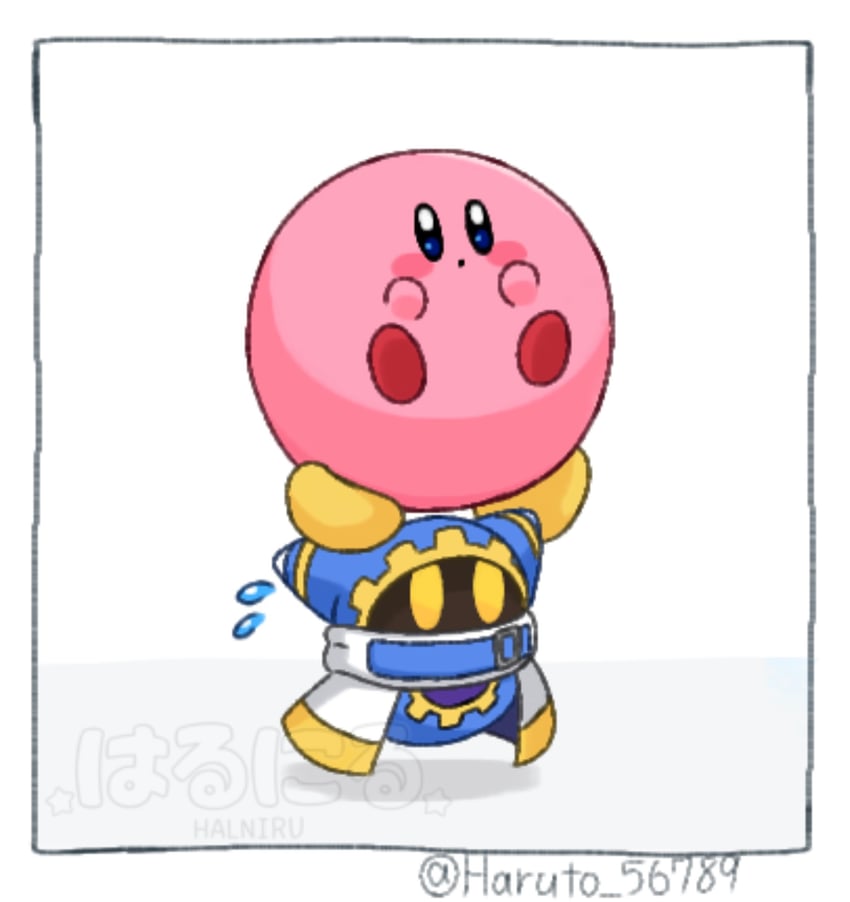 kirby and magolor (kirby and 1 more) drawn by haruneko_(haruto_56789)