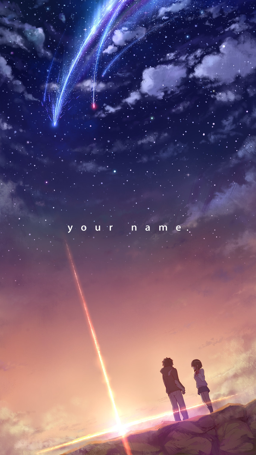 miyamizu mitsuha and tachibana taki (kimi no na wa.) drawn by mintol_(qool+)