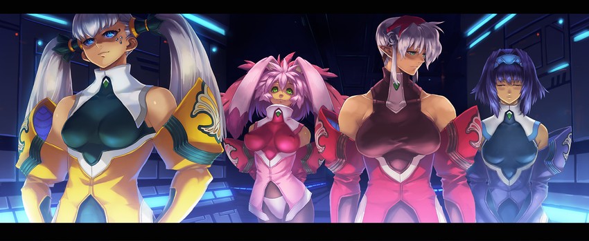 seraphita, tolone, dominia yizkor, and kelvena (xenogears) drawn by guchico