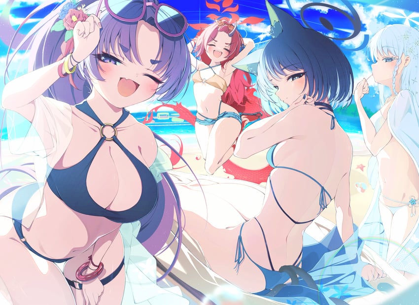 kikyou, yukari, renge, and nagusa (blue archive) drawn by sho_me_1853