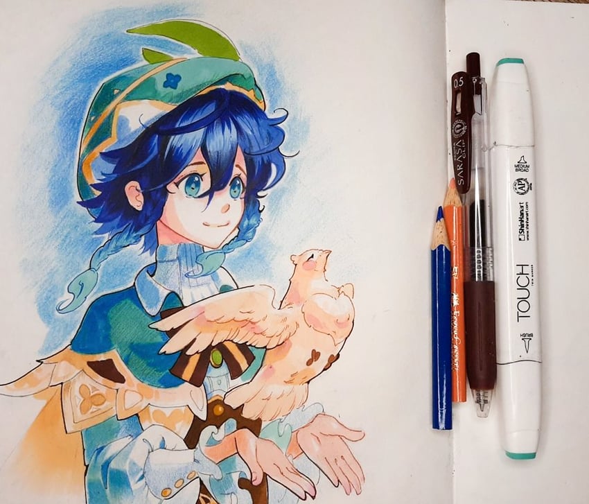 venti (genshin impact) drawn by philiera