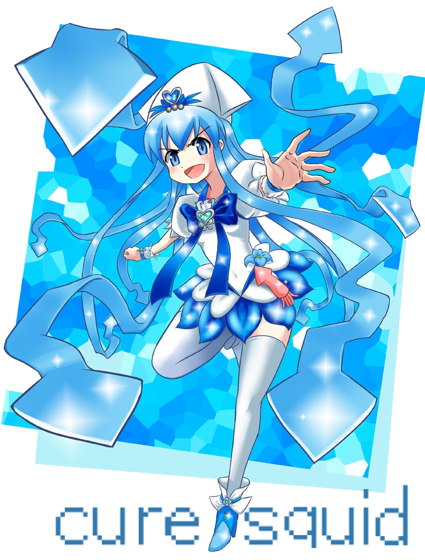 ikamusume and cure marine (precure and 2 more) drawn by pt@i