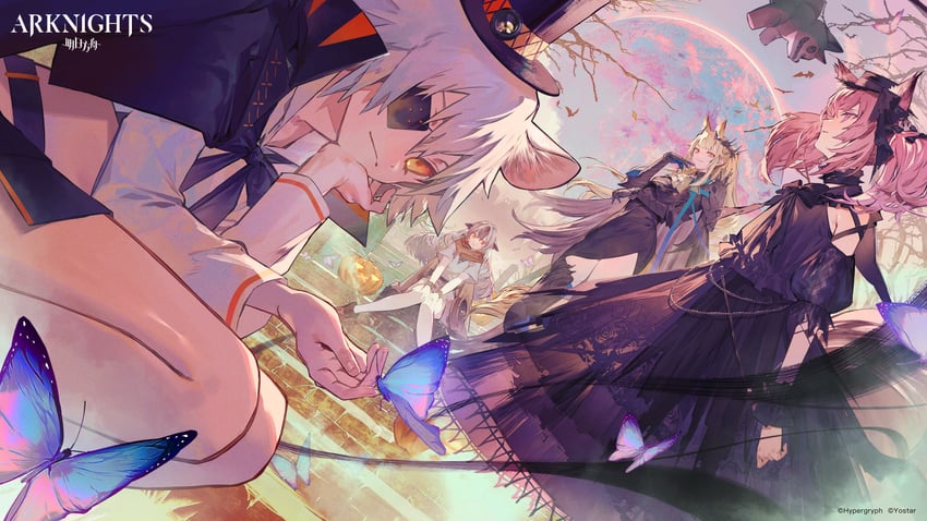 blemishine, shamare, morte, snowsant, and click (arknights) drawn by nozaki_tsubata