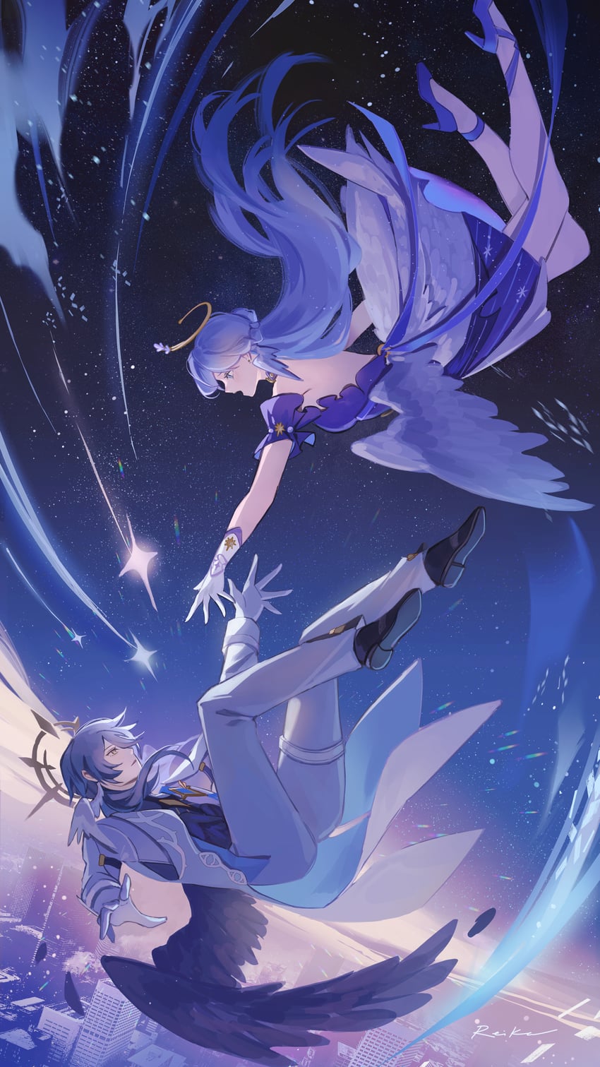 robin and sunday (honkai and 1 more) drawn by reika_(reikadraws)