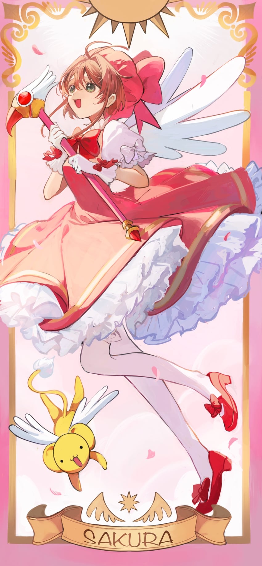 kinomoto sakura and kero (cardcaptor sakura) drawn by yukihira_makoto