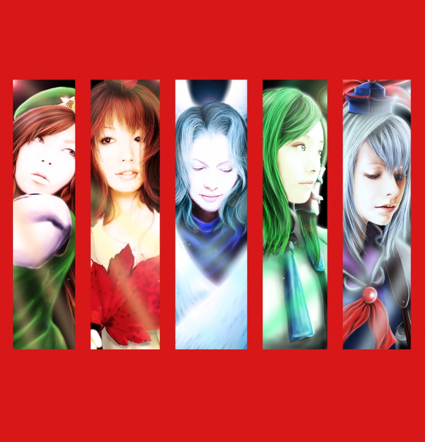 kochiya sanae, shameimaru aya, hong meiling, kamishirasawa keine, and sariel (touhou) drawn by cielo_(zaki)