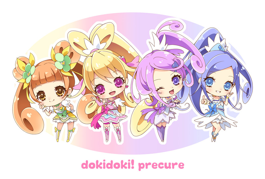 hishikawa rikka, aida mana, kenzaki makoto, yotsuba alice, cure heart, and 3 more (precure and 1 more) drawn by momoi_komomo