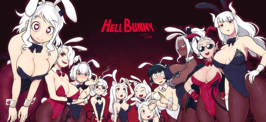 lucifer, modeus, justice, cerberus, judgement, and 4 more (helltaker) drawn by tsukudani_(coke-buta)