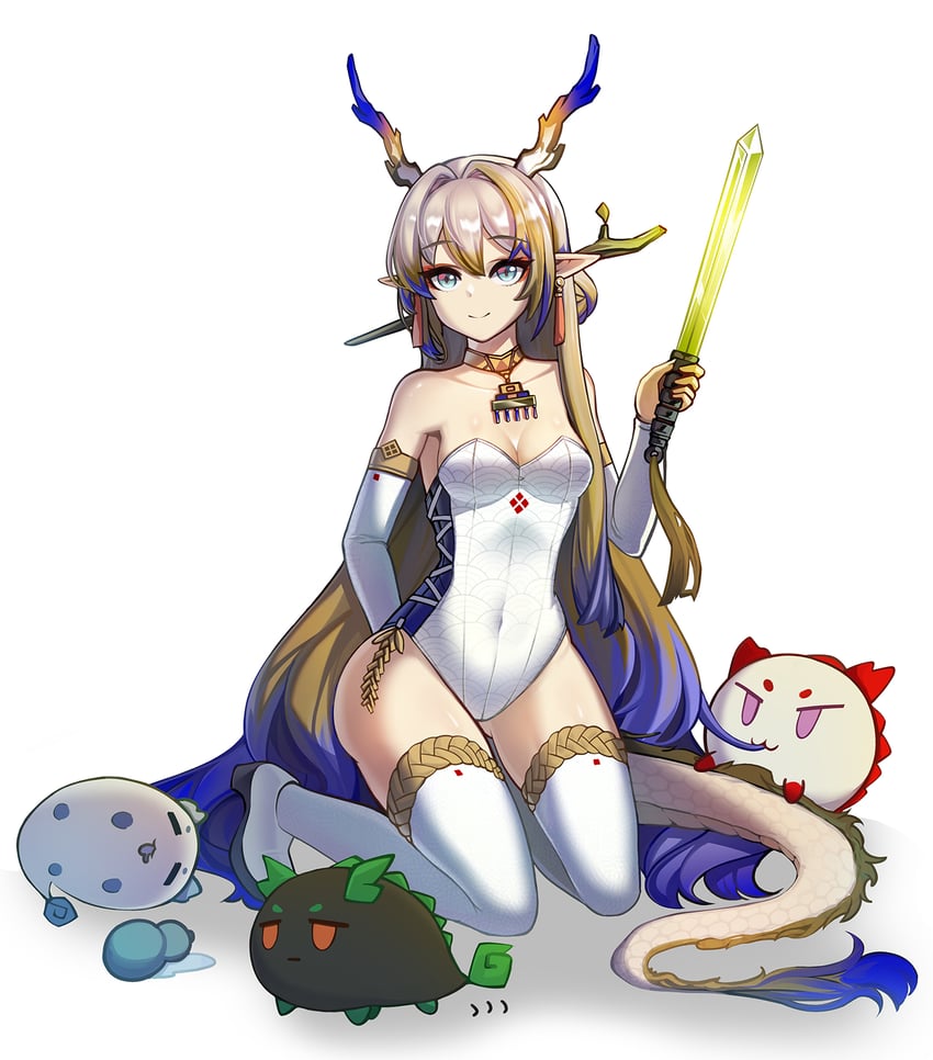 shu, dusk, nian, and ling (arknights) drawn by bluedok_(o-ni)