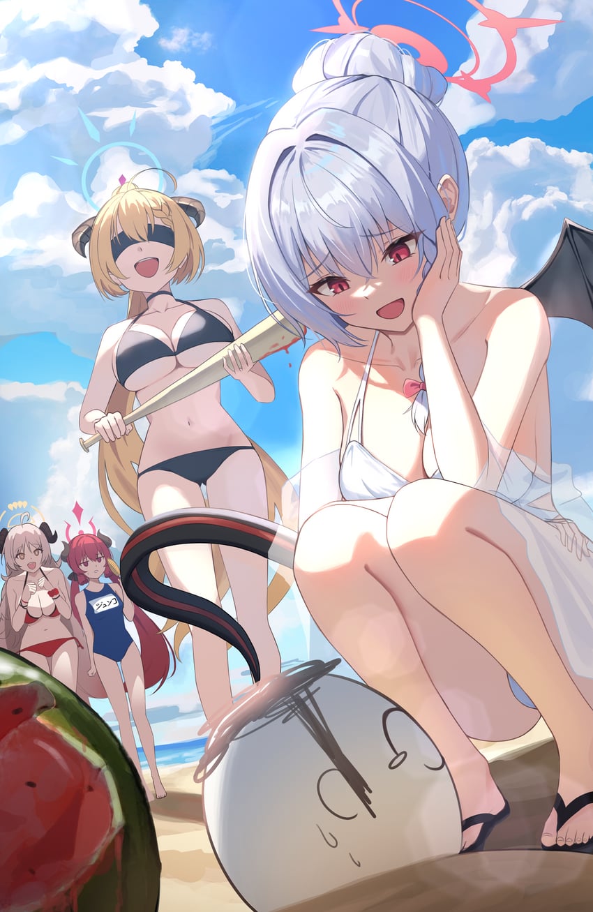 sensei, doodle sensei, haruna, junko, izumi, and 1 more (blue archive) drawn by rahy