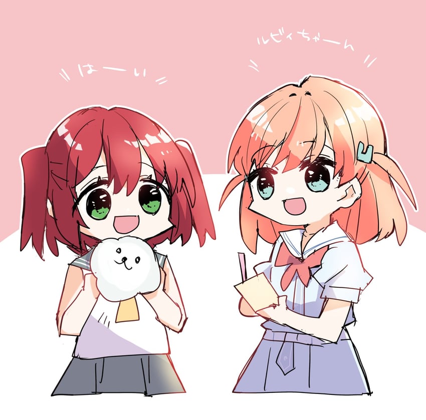 hinoshita kaho and kurosawa ruby (love live! and 2 more) drawn by kanduki_kamibukuro