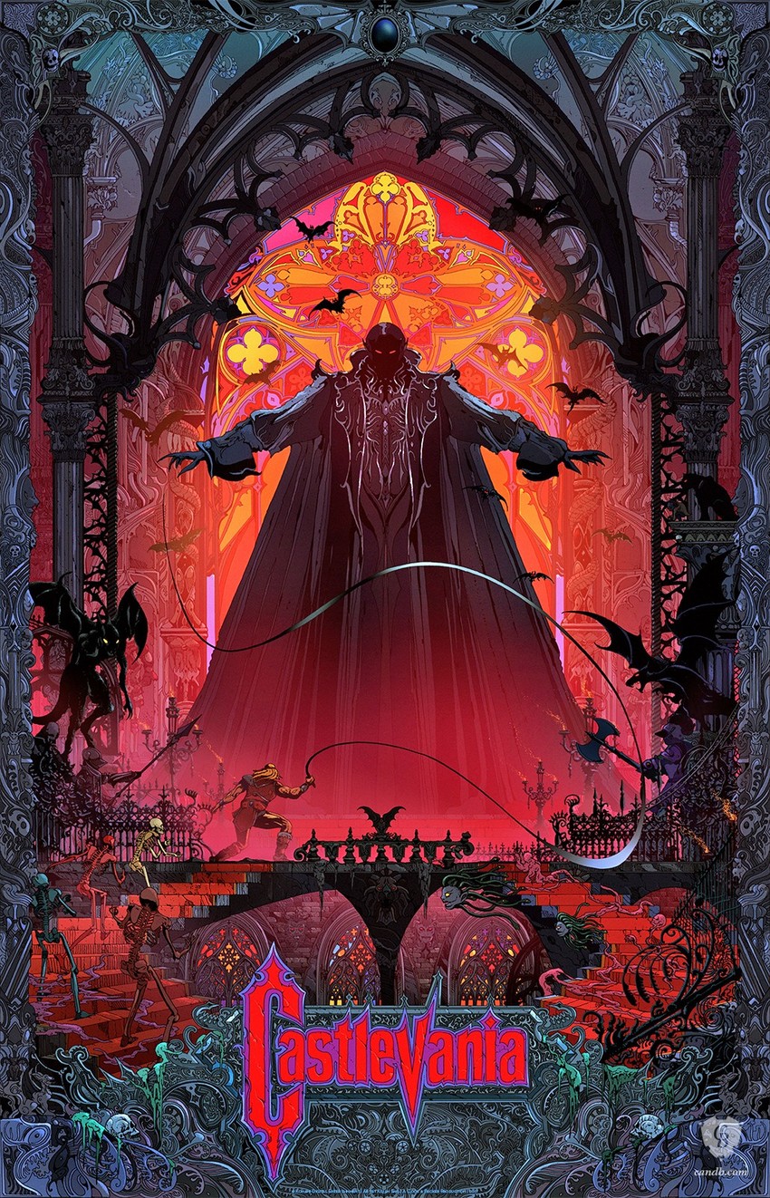 simon belmont, dracula, and medusa head (castlevania) drawn by kilian_eng