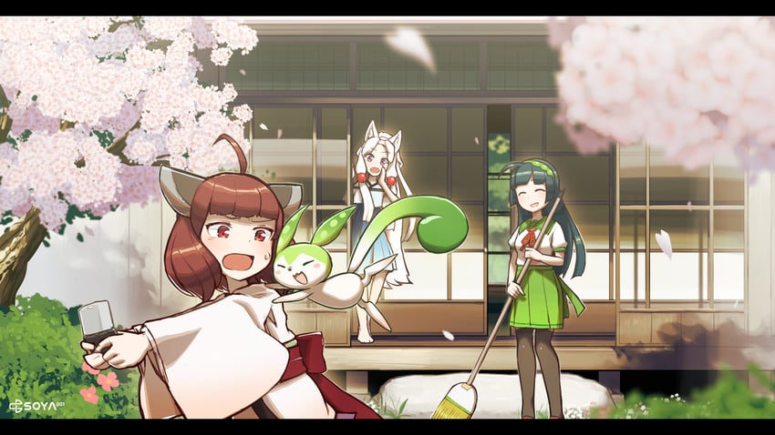 touhoku kiritan, zundamon, touhoku zunko, and touhoku itako (voiceroid and 1 more) drawn by kasugai_isoya