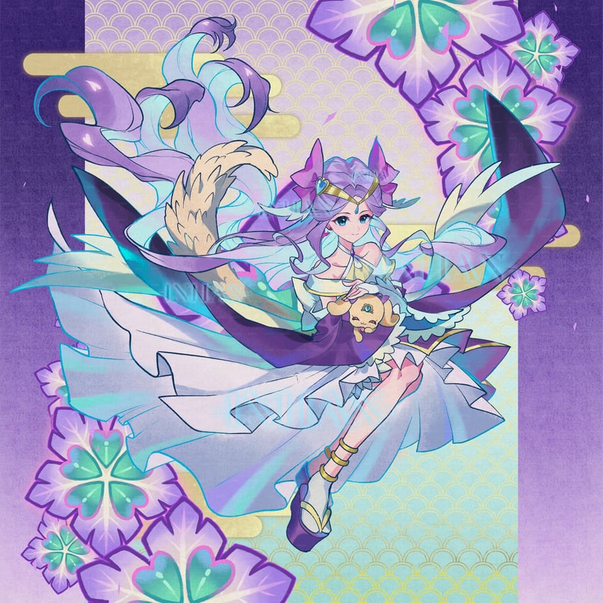 fuurin asumi, cure earth, latte, and purpled (precure and 1 more) drawn by inhan