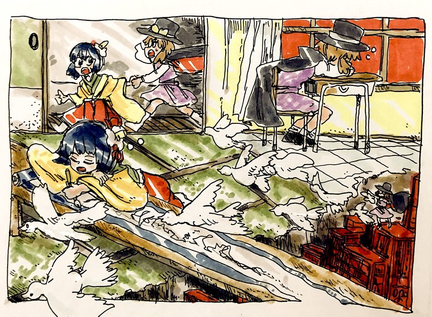 hieda no akyuu and usami sumireko (touhou) drawn by morisshii_(morishiey)
