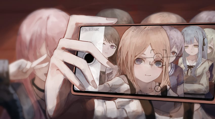 chihaya anon, togawa sakiko, nagasaki soyo, shiina taki, wakaba mutsumi, and 1 more (bang dream! and 1 more) drawn by kitsune_yo
