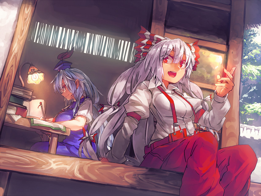 fujiwara no mokou and kamishirasawa keine (touhou) drawn by melon22
