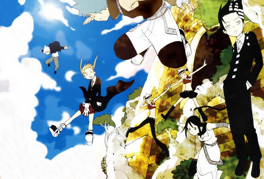 maka albarn, soul evans, death the kid, black star, nakatsukasa tsubaki, and 2 more (soul eater) drawn by ohkubo_atsushi