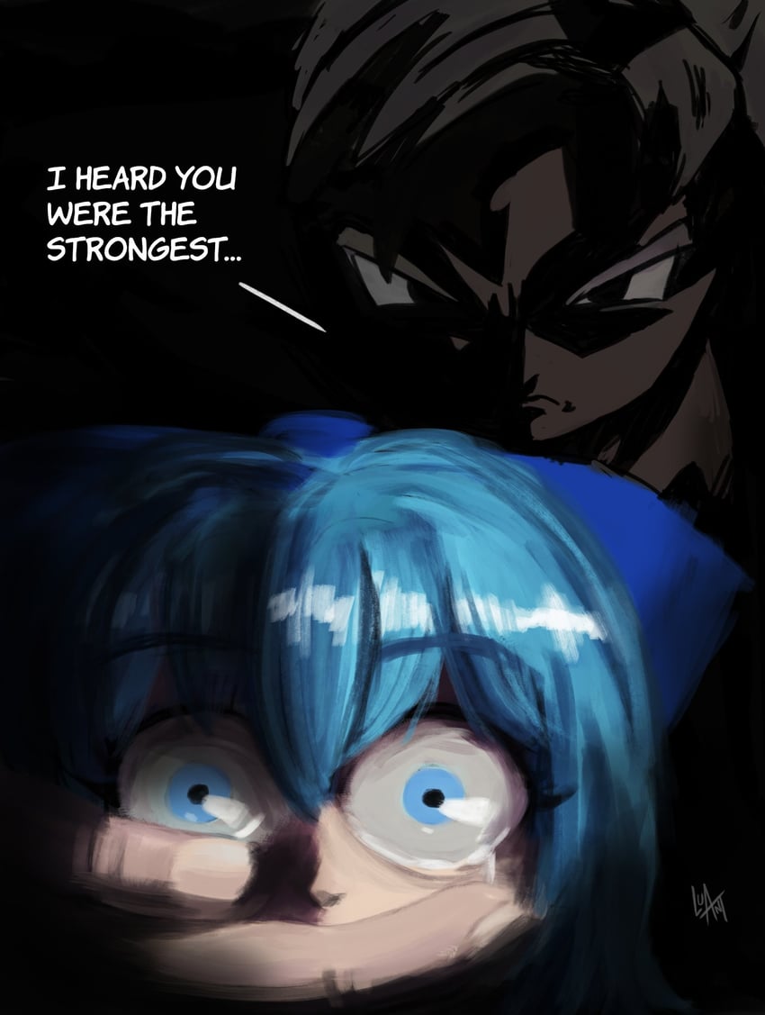 cirno and son goku (touhou and 2 more) drawn by luant