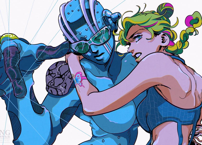 kujo jolyne and stone free (jojo no kimyou na bouken and 1 more) drawn by inkmorechatta
