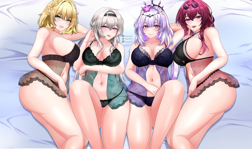 firefly, kafka, castorice, and aglaea (honkai and 1 more) drawn by d.d.g_(ddg3420)