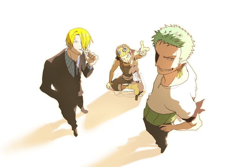 roronoa zoro, sanji, and usopp (one piece) drawn by sanam_1piece