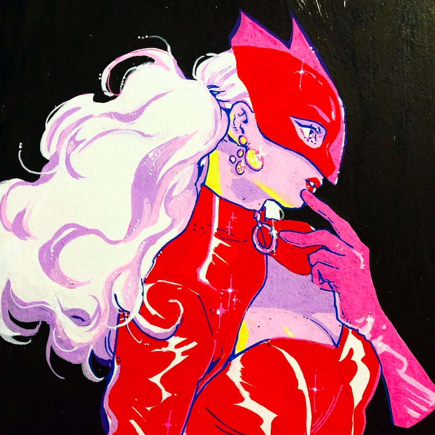 takamaki anne and panther (persona and 1 more) drawn by leslie_hung