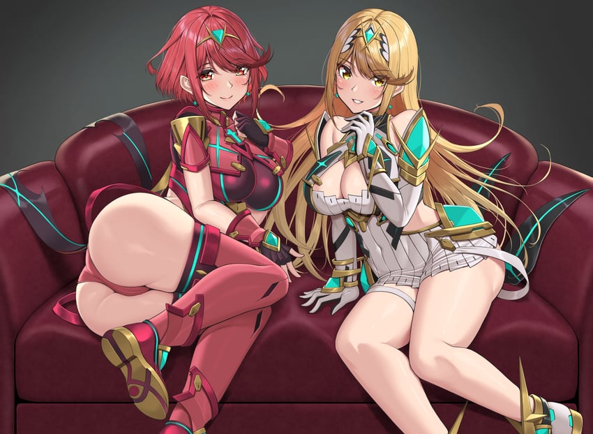 pyra and mythra (xenoblade chronicles and 1 more) drawn by nemunemu_semi