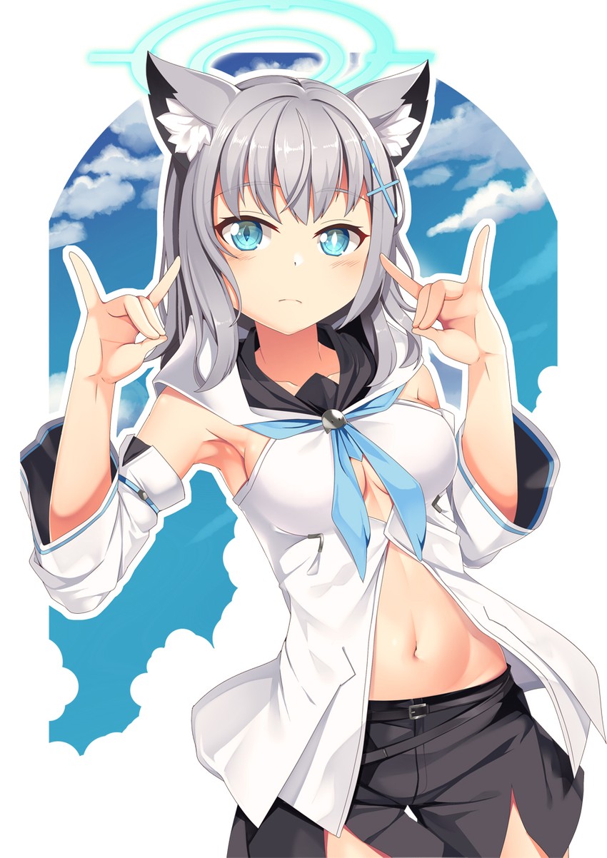 shirakami fubuki and shiroko (blue archive and 1 more) drawn by yasume_yukito