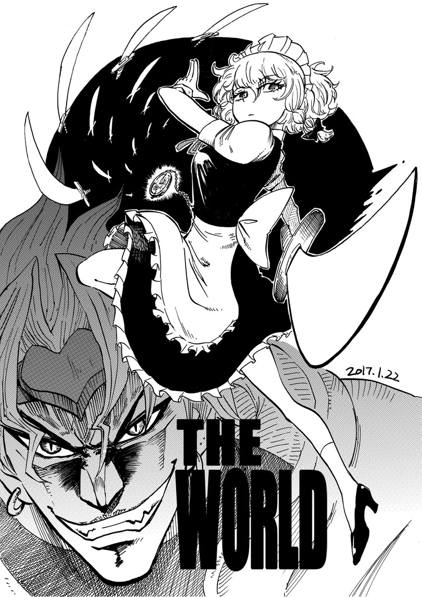 izayoi sakuya and dio brando (touhou and 2 more) drawn by heran_hei_mao