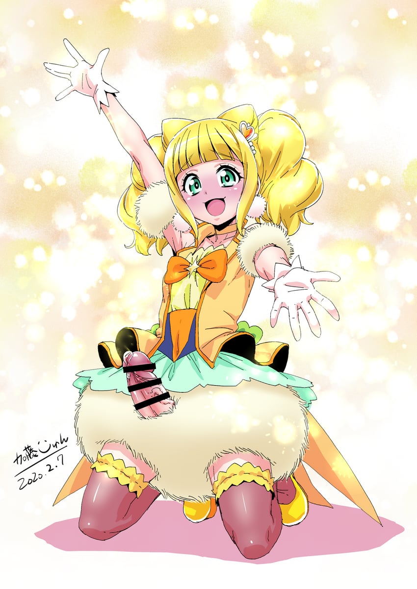 hiramitsu hinata and cure sparkle (precure and 1 more) drawn by katou_jun