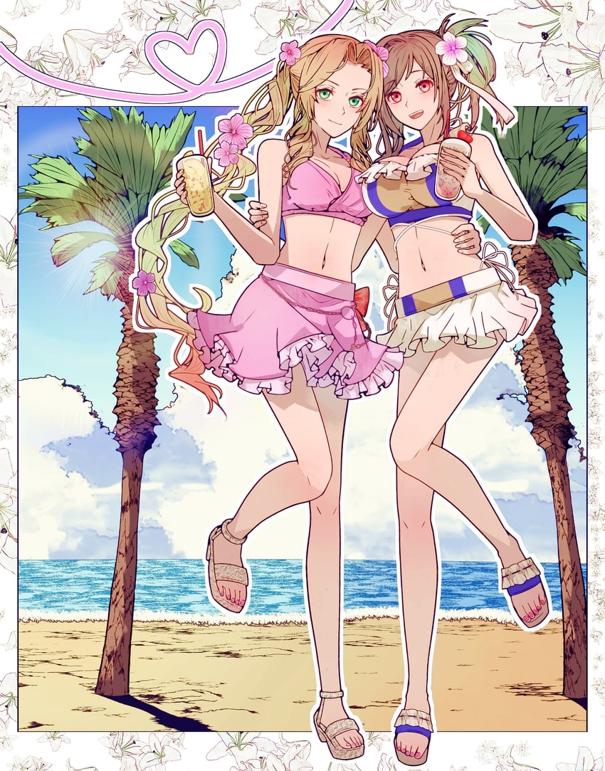tifa lockhart and aerith gainsborough (final fantasy and 2 more) drawn by mirrorclew
