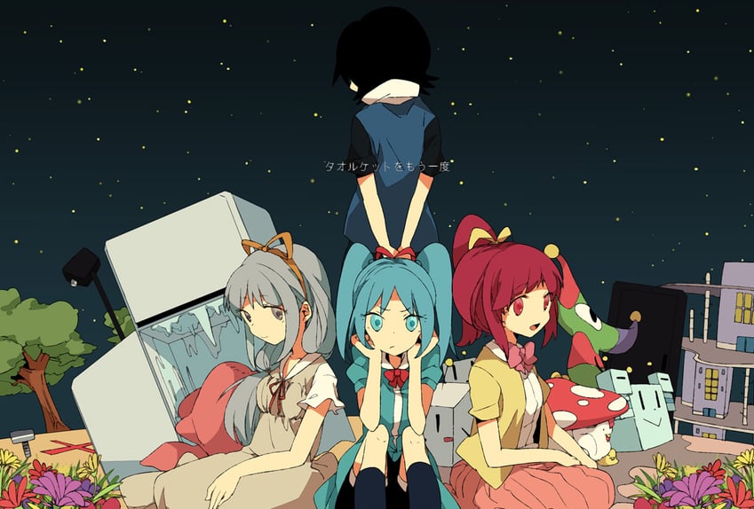 conchelle monyanism, paripariume umeko, and lasagna oichizu (towelket wo mou ichido and 1 more) drawn by kinari