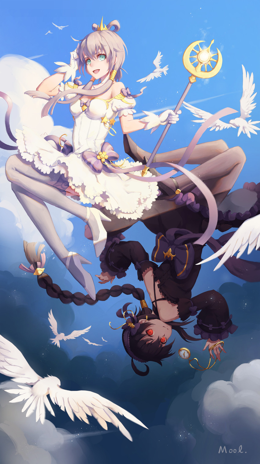 luo tianyi and yuezheng ling (vocaloid and 1 more) drawn by mool_yueguang