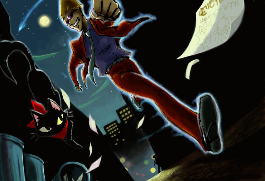 sissel and cat (ghost trick) drawn by coda_(kinoko-da)