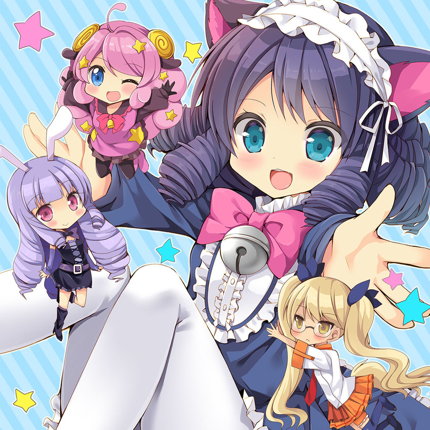 cyan, retoree, chuchu, and moa (show by rock!!) drawn by mori_airi