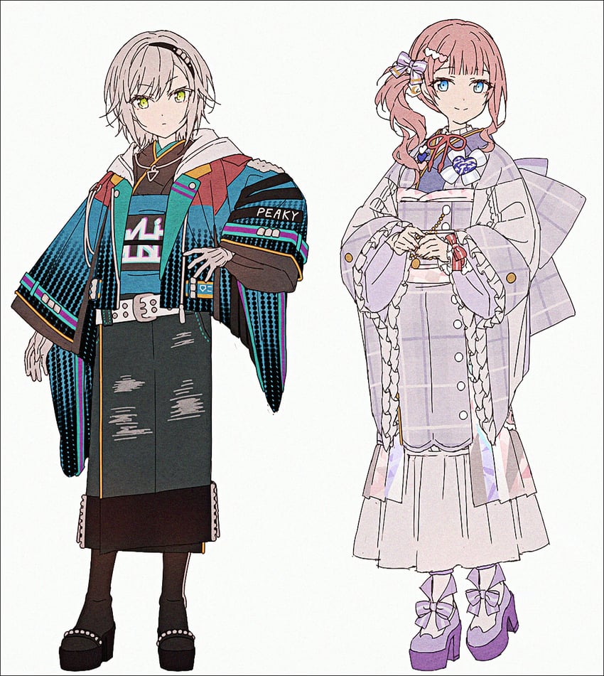 mochizuki honami and hinomori shiho (project sekai) drawn by hakusai_(tiahszld)
